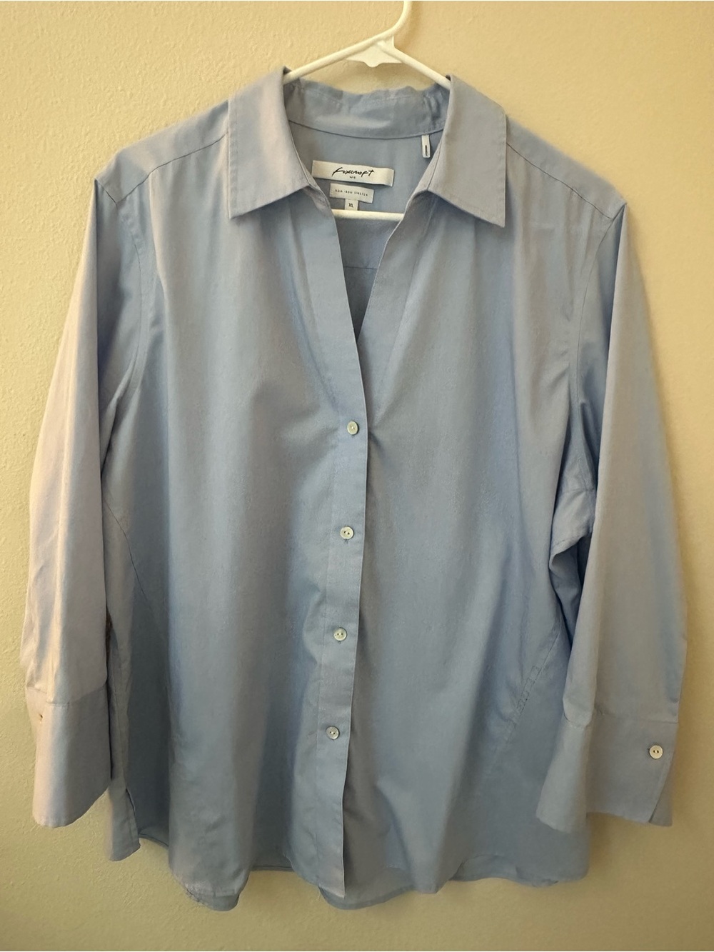 Foxcroft NYC Non Iron Stretch Button Down Shirt XL Blue Long Sleeve
